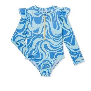 NWT Baby and Toddler Girl Zip Rashguard Swimsuit, 1-Piece,Size:12M